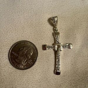 Sterling Silver Cross Pendant with Cubic Zirconia Accents - Silver